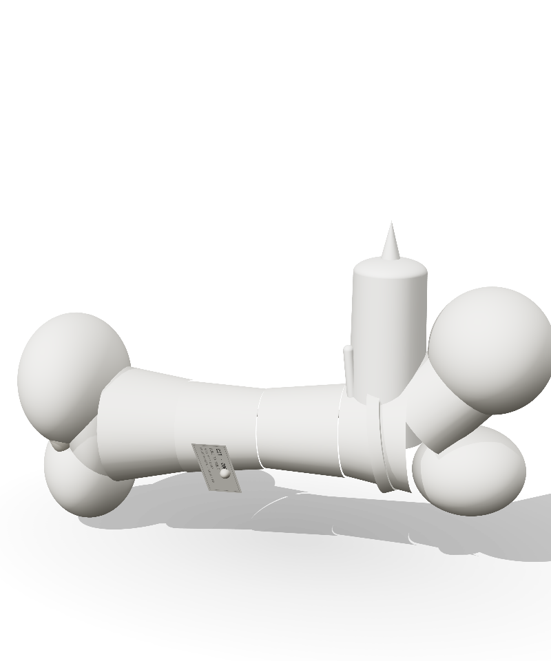 ATP Machine — the BONE TO TABLE cast: a white candle seated in a sawn-open bone, in matte rubber
